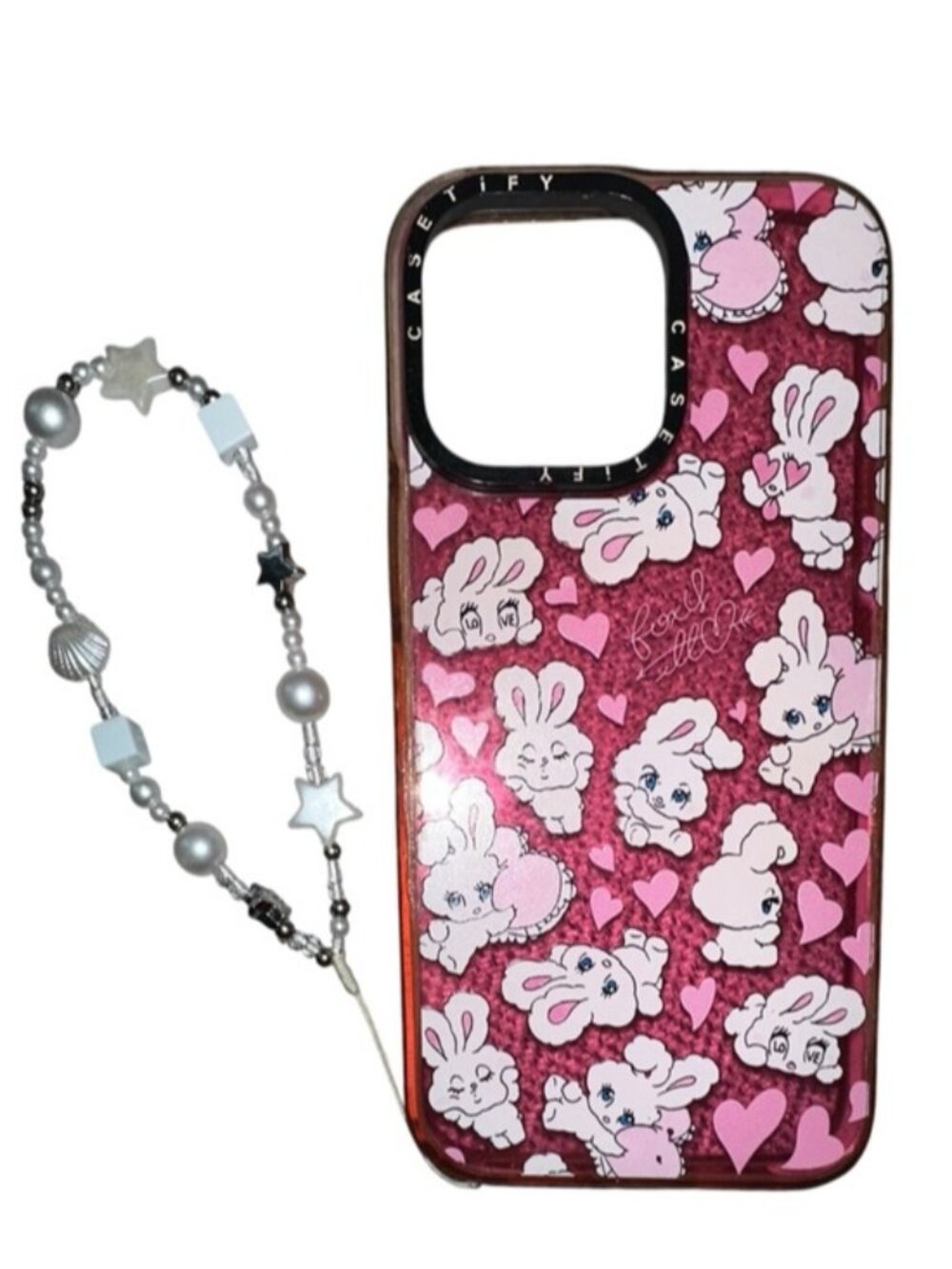 CASETiFY x Foxy Illustrations pink bunny iPhone 14 Pro Max Sweetheart wristlet